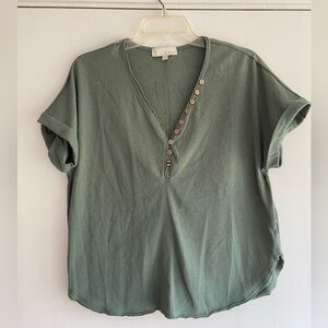 Olive Green Button-Detail Top